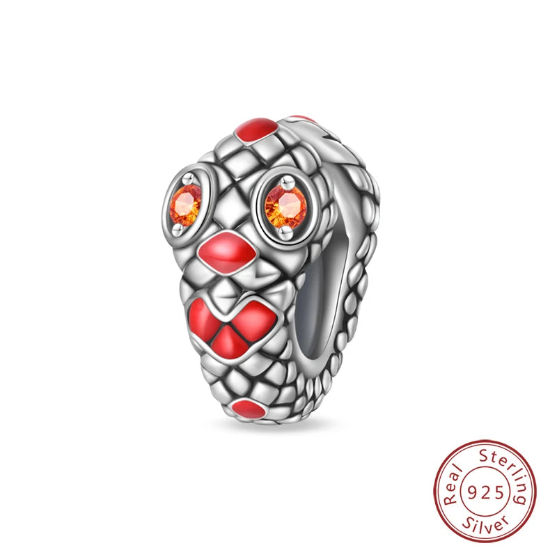 Silver Red Charm Bracelet