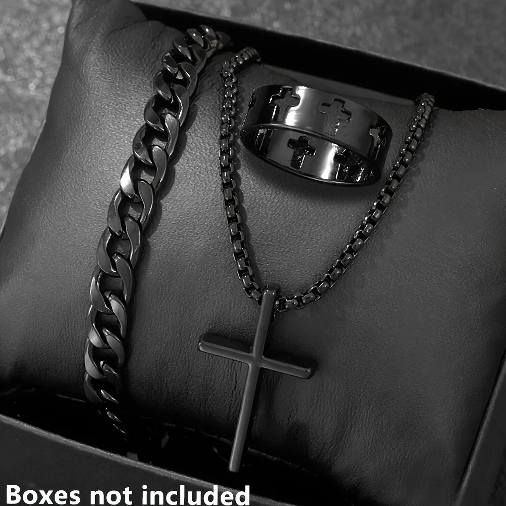 Men's Cross Jewelry Set