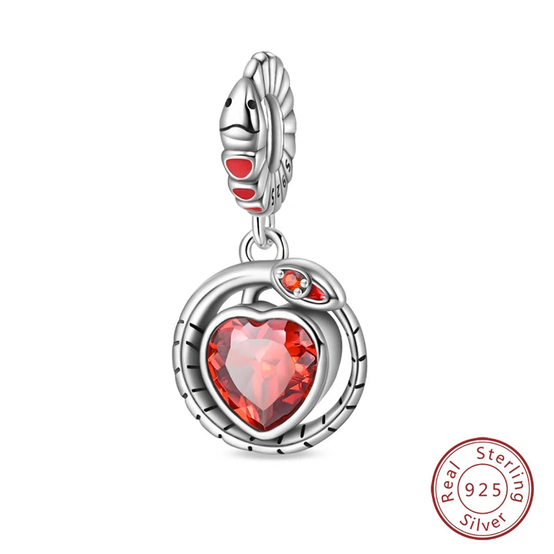 Silver Red Charm Bracelet