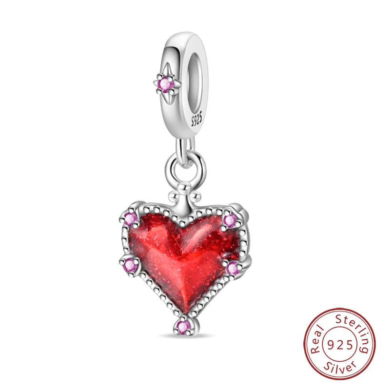 Silver Red Charm Bracelet