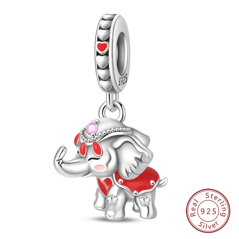Silver Red Charm Bracelet
