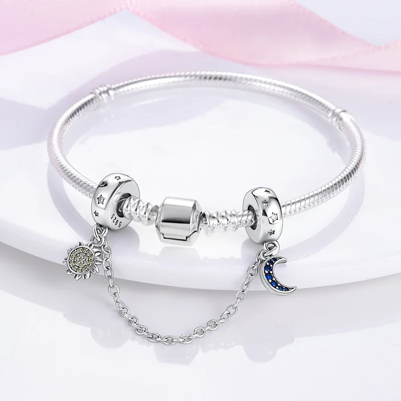 Silver Star Moon Charm Bracelet