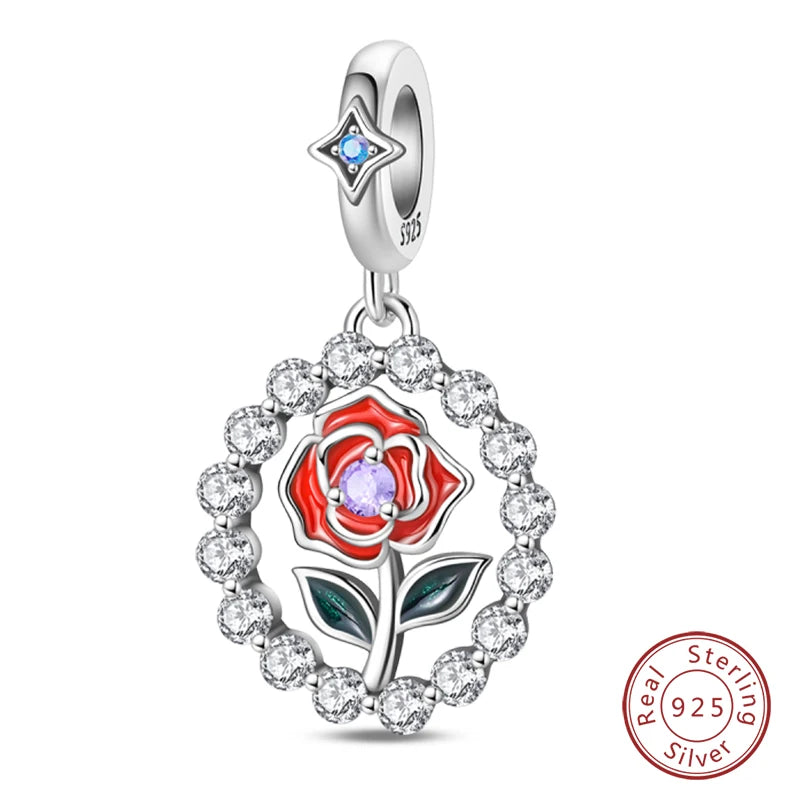 Silver Red Charm Bracelet