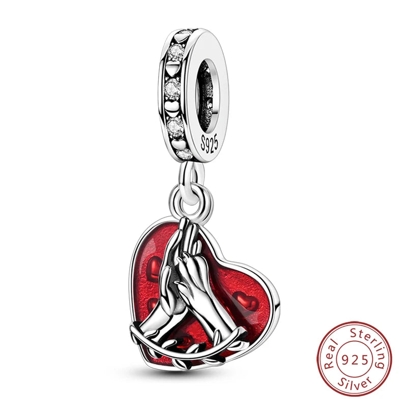 Silver Red Charm Bracelet