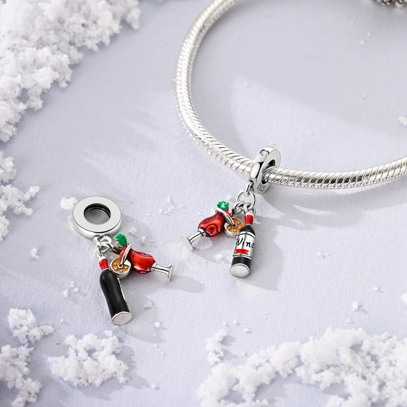 Silver Red Charm Bracelet