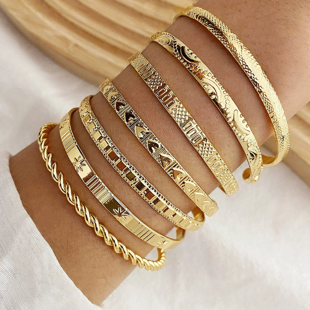 Gold Bangle Set for Women | Cuff Bracelet | Golden Thread