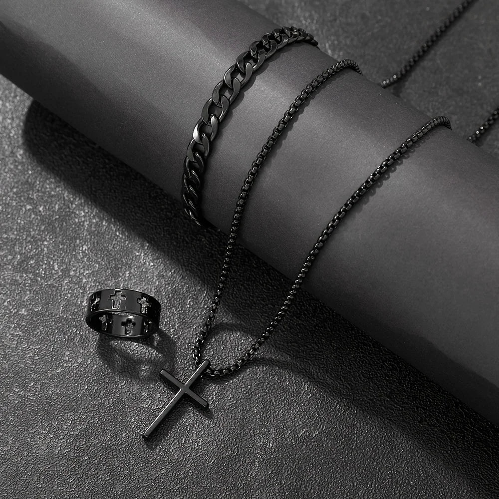 Men's Cross Jewelry Set