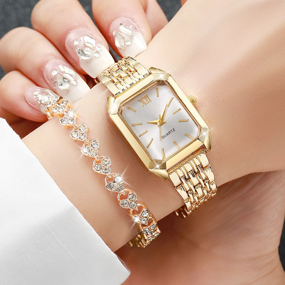 Rose Gold Watch & Bracelet Set for Women | Golden Thread