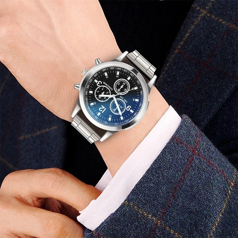 Men's Stainless Steel Chronograph Watch | Black & White Dial