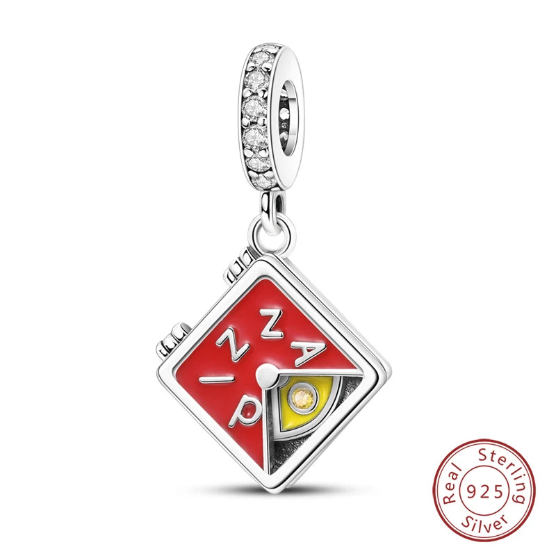 Silver Red Charm Bracelet