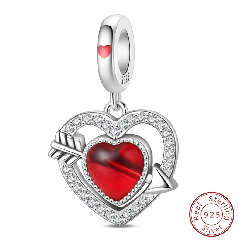 Silver Red Charm Bracelet