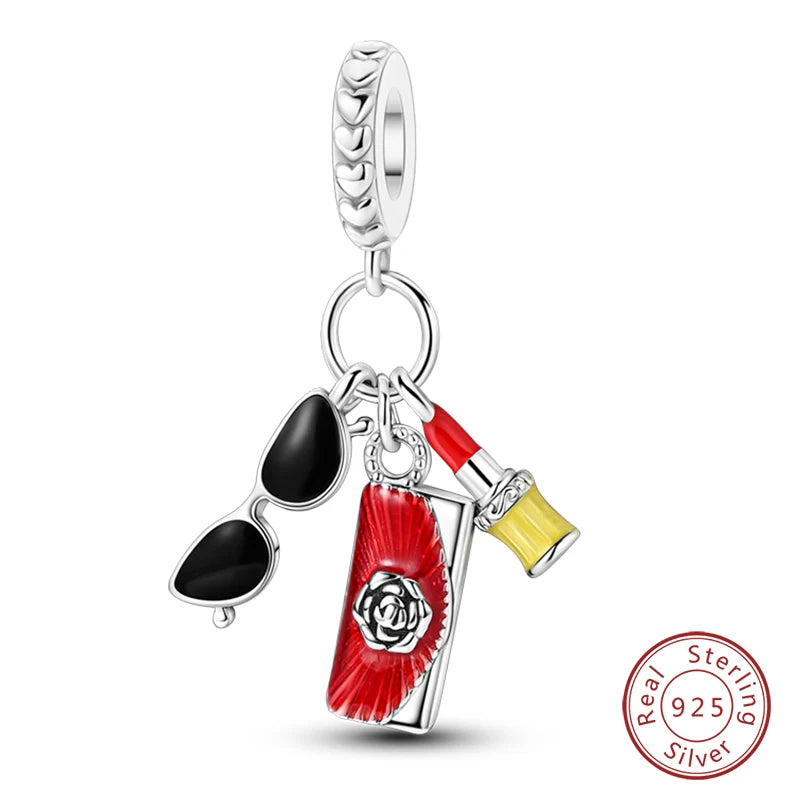 Silver Red Charm Bracelet