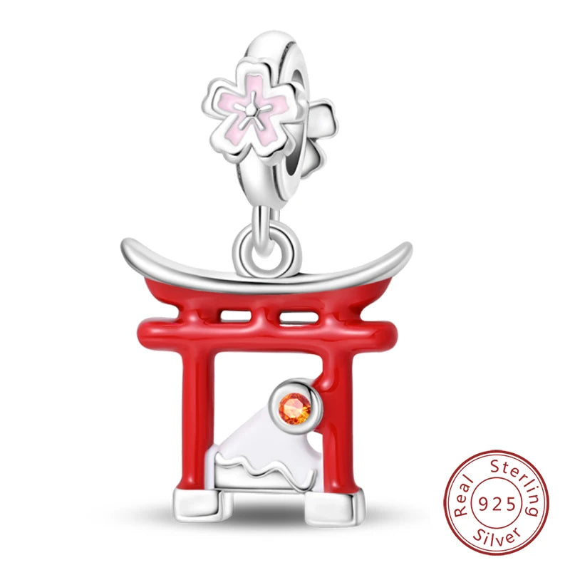 Silver Red Charm Bracelet