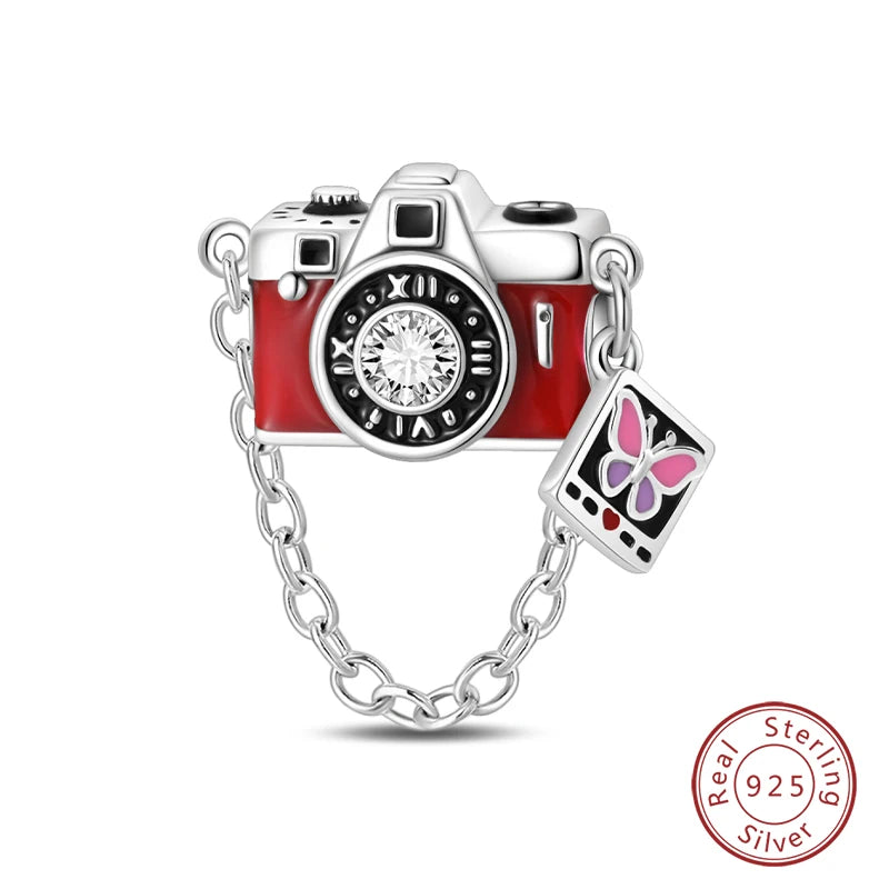 Silver Red Charm Bracelet