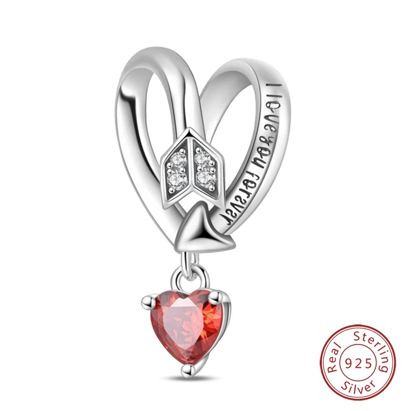 Silver Red Charm Bracelet