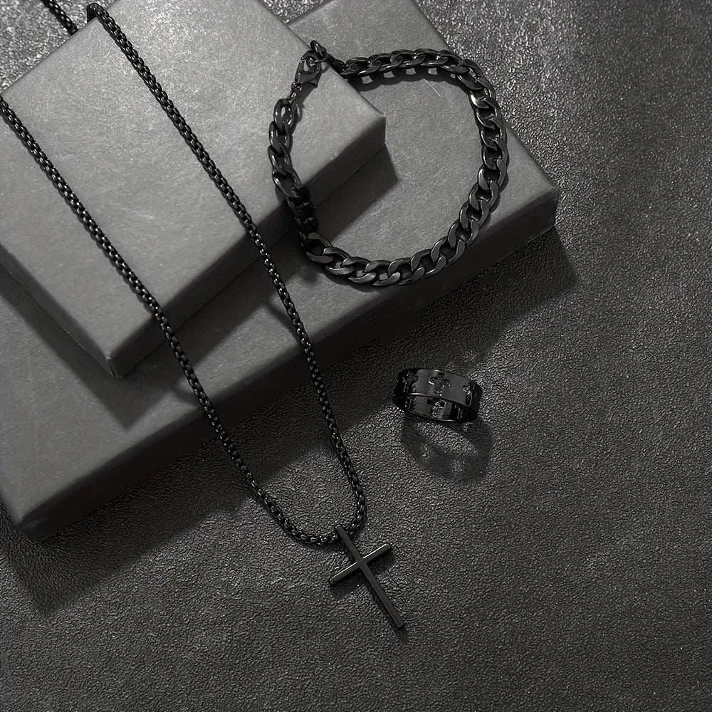 Men's Cross Jewelry Set