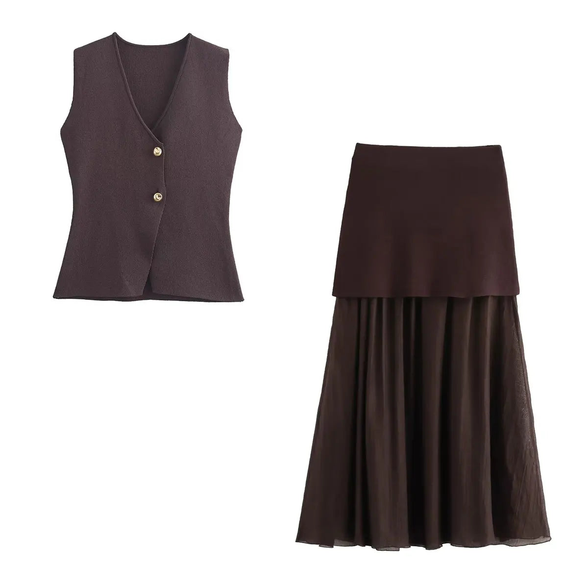 Women's Wine Red Knit Skirt Set