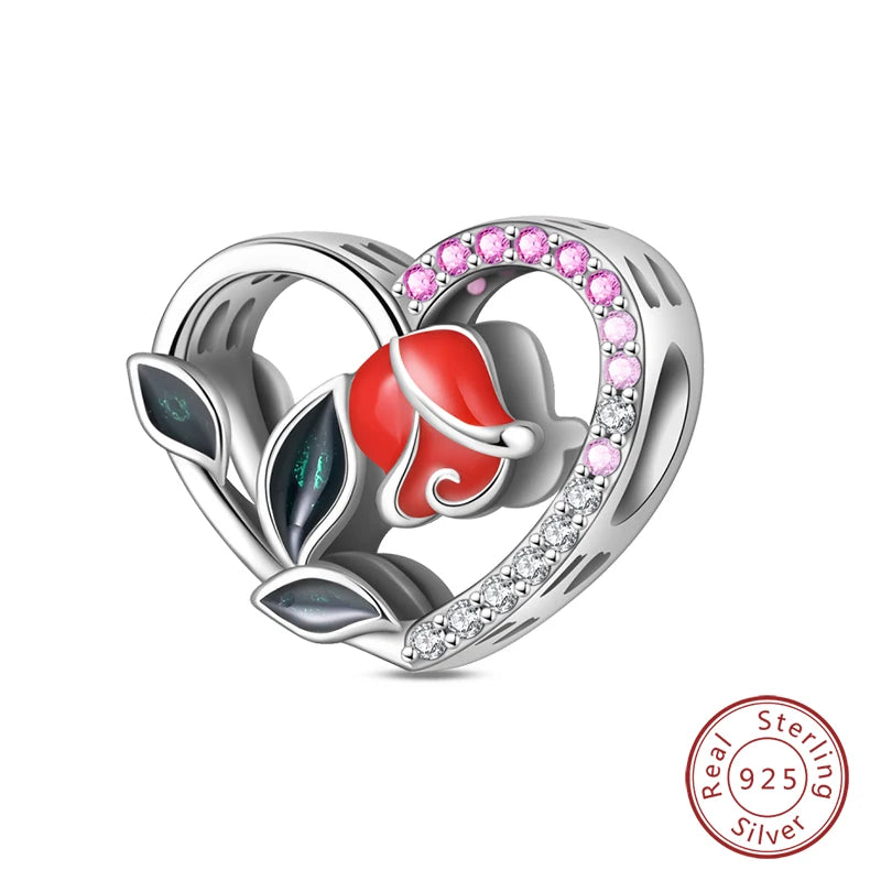 Silver Red Charm Bracelet