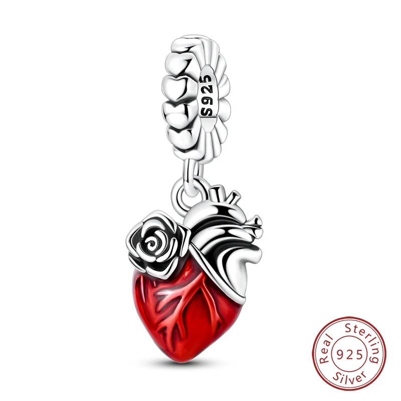 Silver Red Charm Bracelet