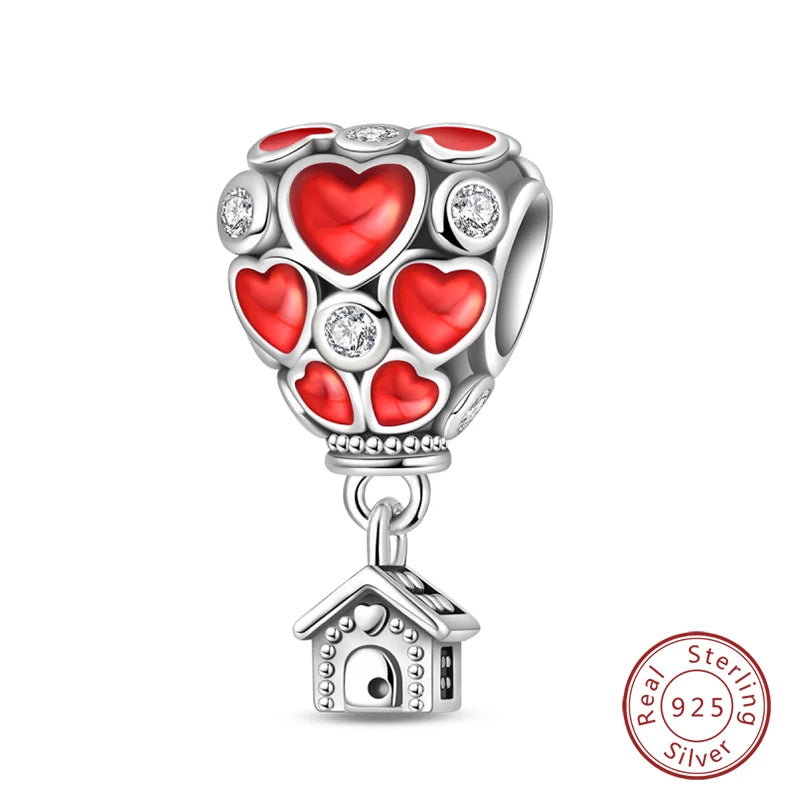 Silver Red Charm Bracelet