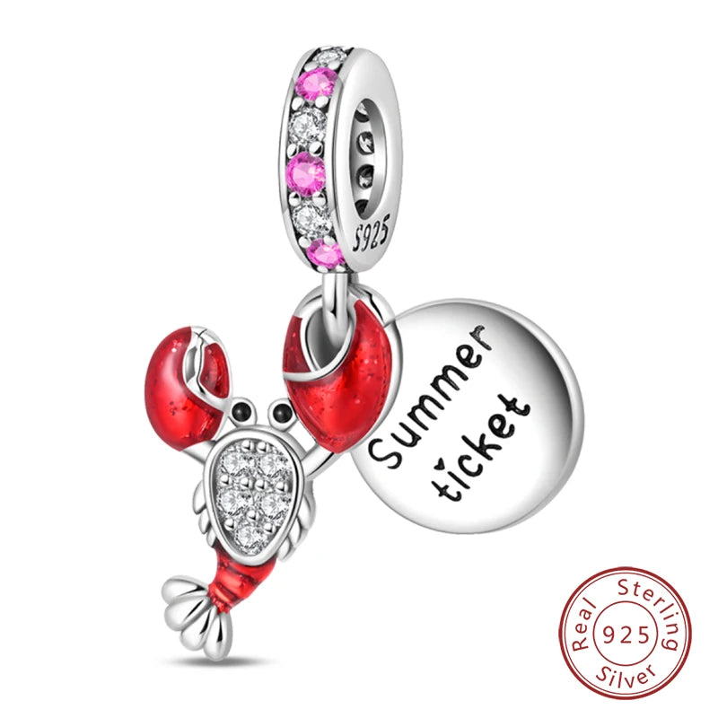 Silver Red Charm Bracelet