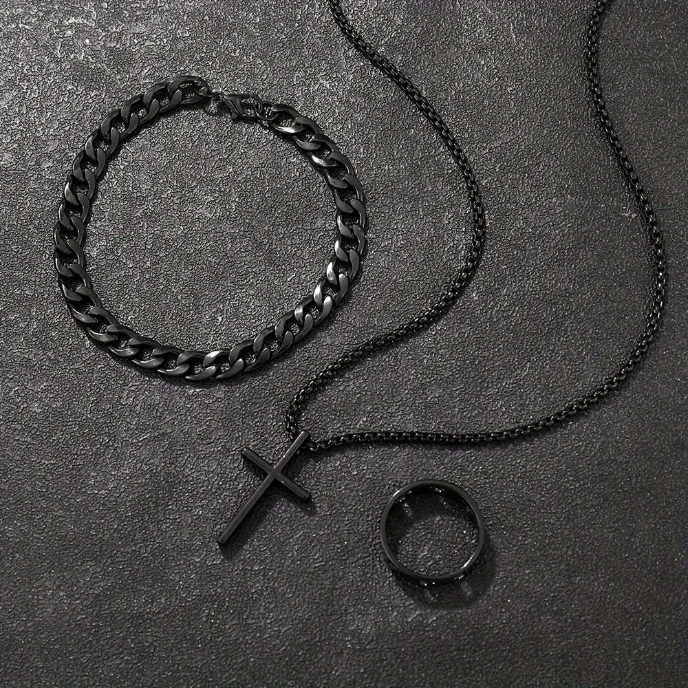 Men's Cross Jewelry Set