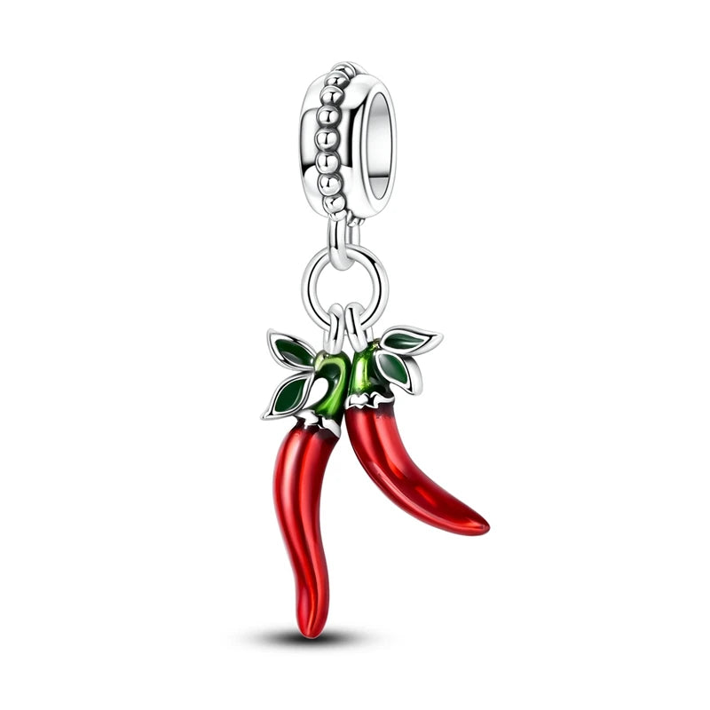 Silver Red Charm Bracelet