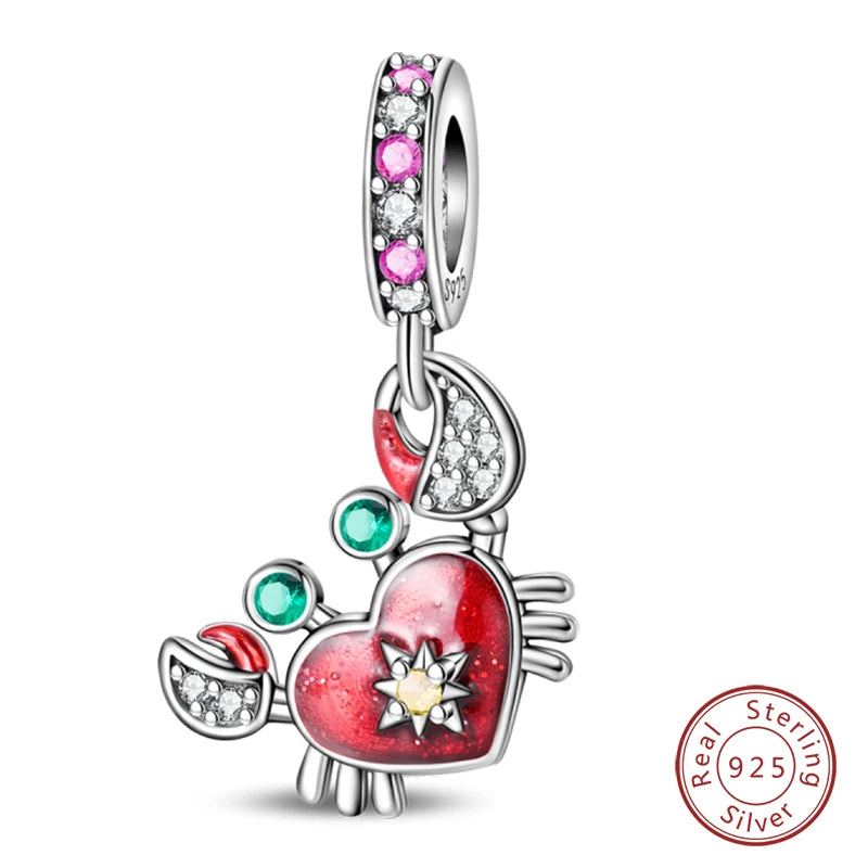 Silver Red Charm Bracelet