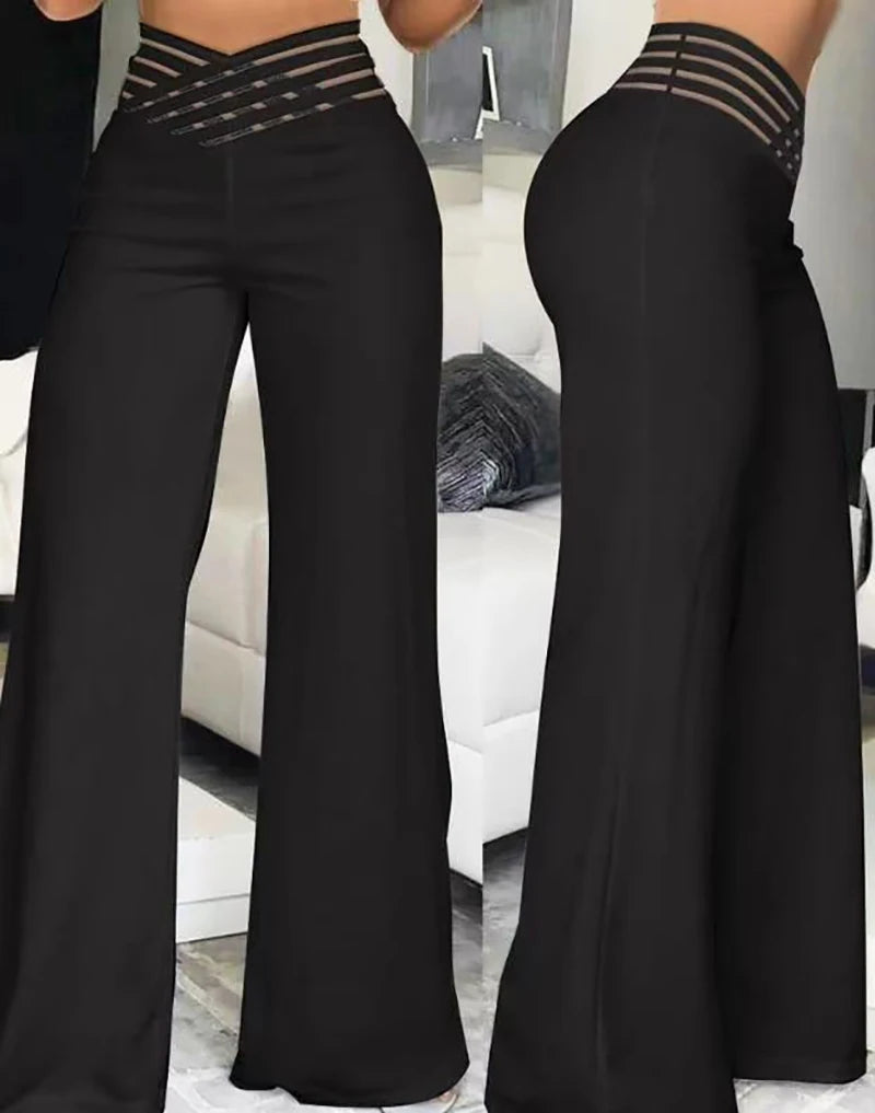 Wide Leg Flared Trousers
