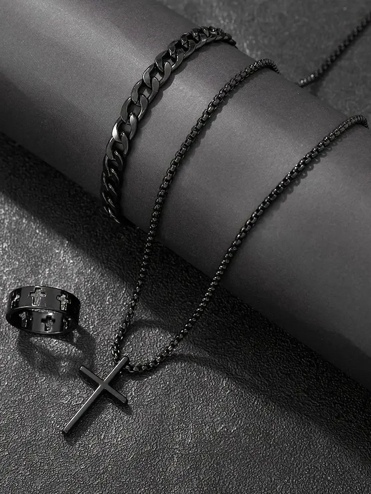 Men's Cross Jewelry Set